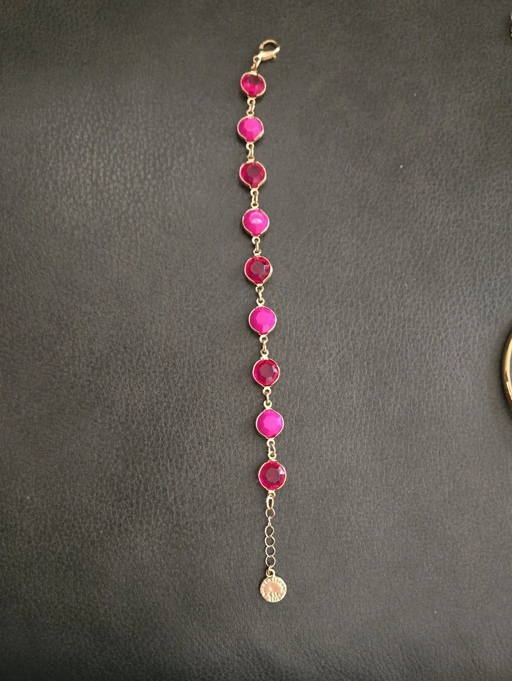 Liz Claiborne Gold Bracelet with Fuchsia Gemstones